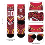 Kansas City Chiefs Socks Custom Leopard Print Red Black Best Selling