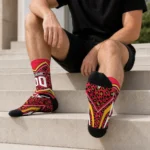 Kansas City Chiefs Socks Custom Leopard Print Red Black Best Selling