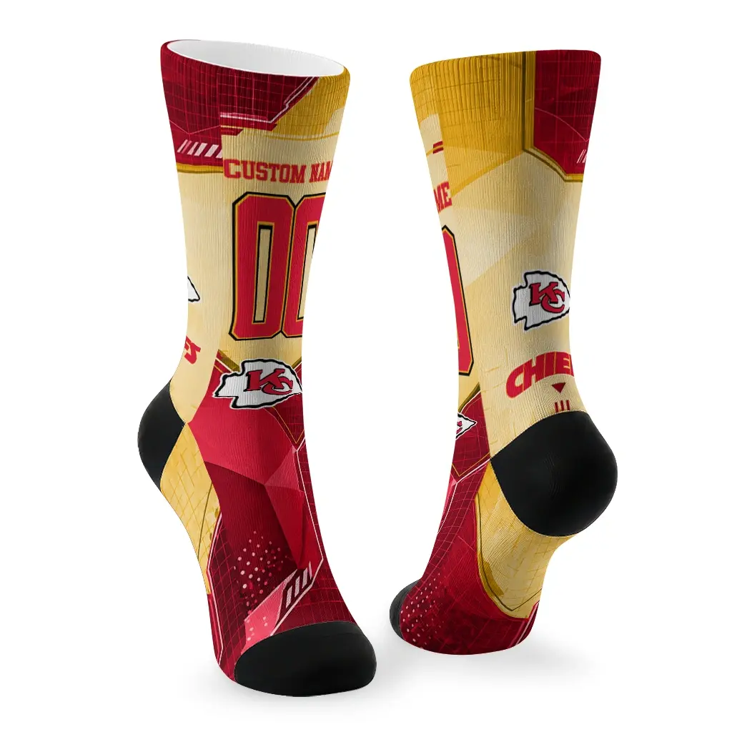 Kansas City Chiefs Socks Customized Geometric Tech Red Fashion Forward Kansas City Chiefs Socks Customized Geometric Tech Red Fashion Forward