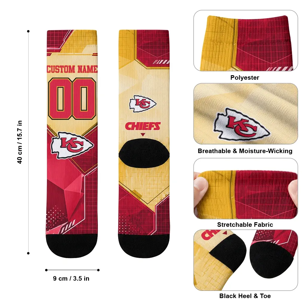 Kansas City Chiefs Socks Customized Geometric Tech Red High Quality Kansas City Chiefs Socks Customized Geometric Tech Red High Quality