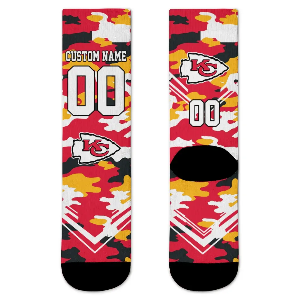 Kansas City Chiefs Socks Customized Woodland Camo Red Best Selling Kansas City Chiefs Socks Customized Woodland Camo Red Best Selling