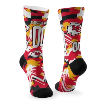 Kansas City Chiefs Socks Customized Woodland Camo Red Fashion Forward