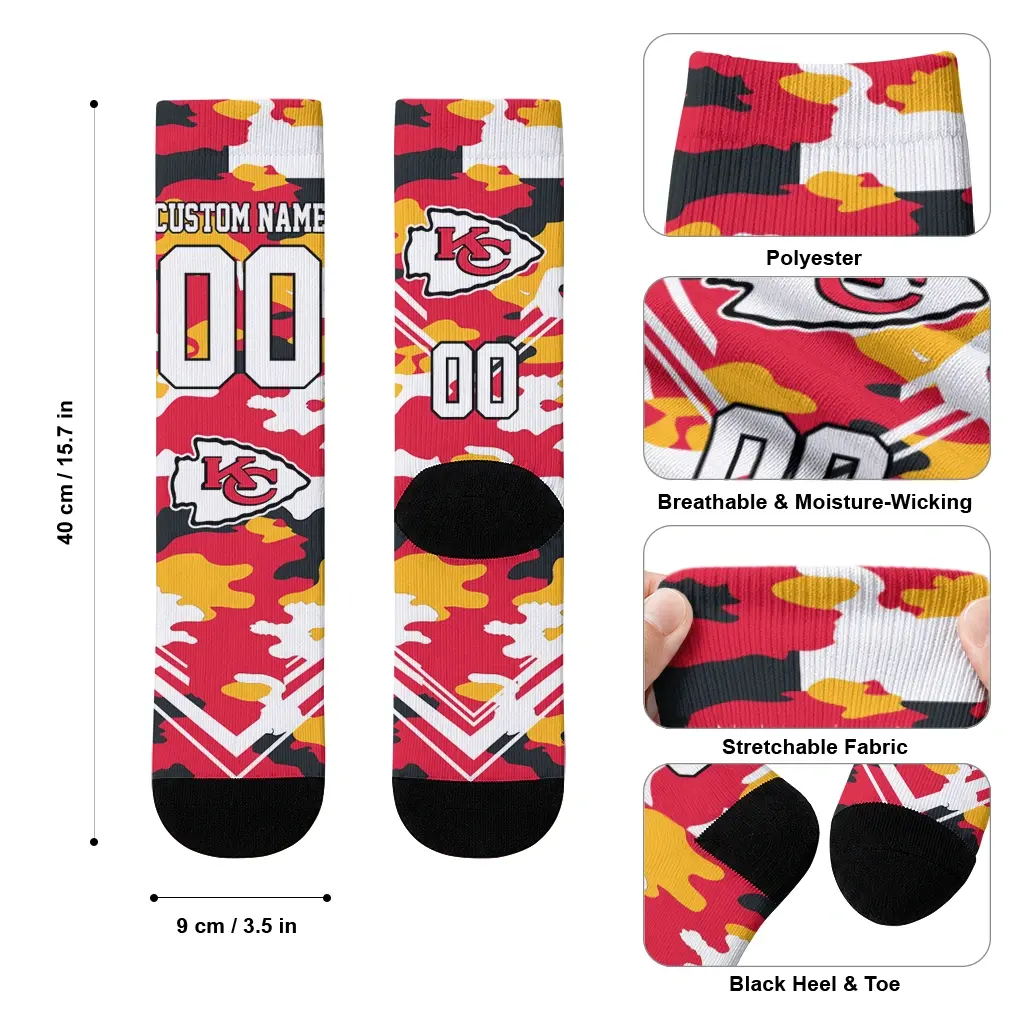 Kansas City Chiefs Socks Customized Woodland Camo Red High Quality Kansas City Chiefs Socks Customized Woodland Camo Red High Quality