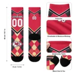 Kansas City Chiefs Socks Personalized Argyle Pattern Red Best Selling