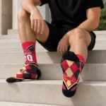 Kansas City Chiefs Socks Personalized Argyle Pattern Red Best Selling
