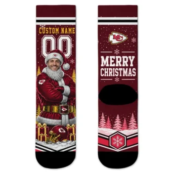 Kansas City Chiefs Socks Personalized Snowy Scene Red White Best Selling