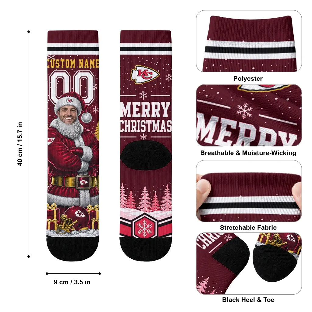 Kansas City Chiefs Socks Personalized Snowy Scene Red White High Quality Kansas City Chiefs Socks Personalized Snowy Scene Red White High Quality