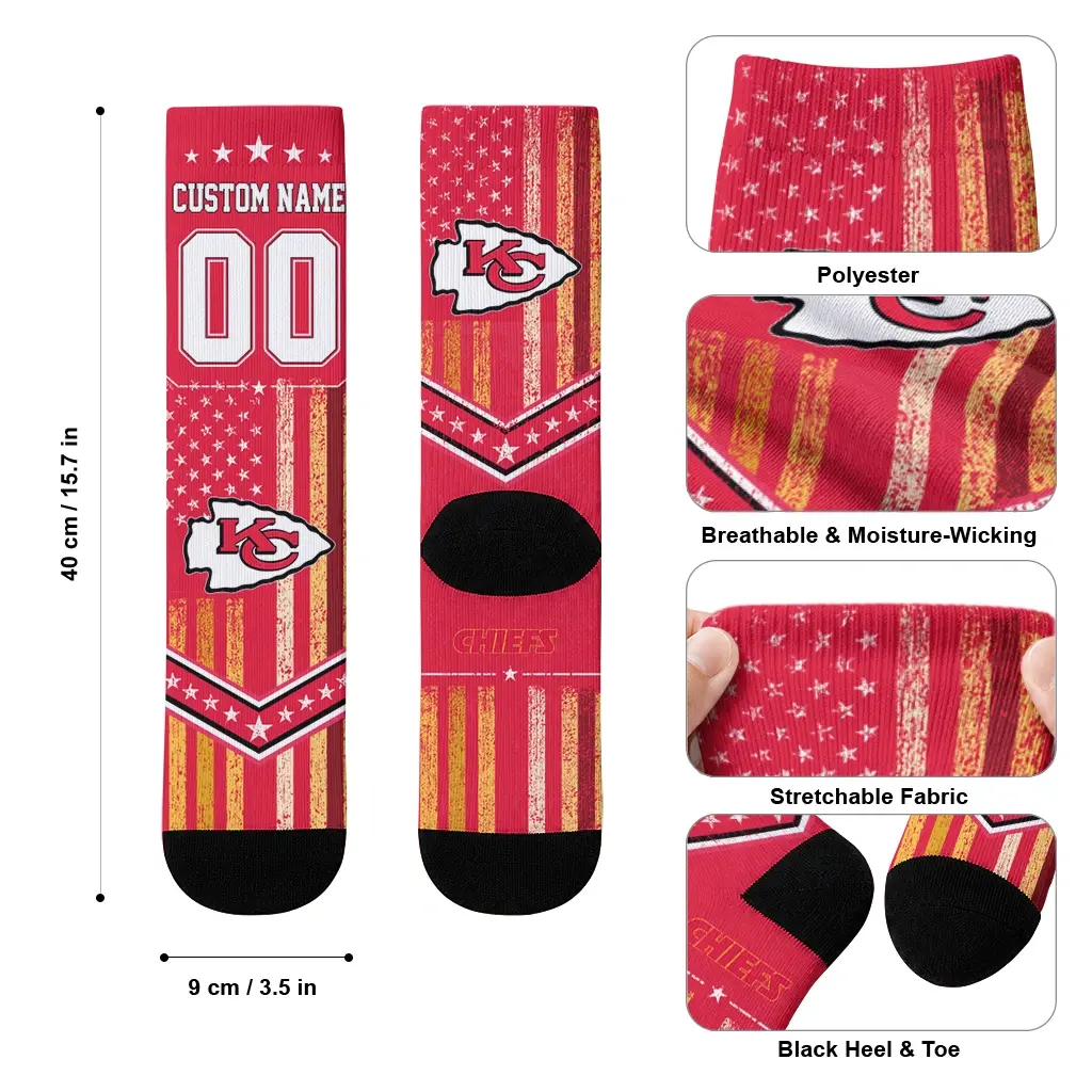 Kansas City Chiefs Socks Personalized Star Stripes Red White High Quality Kansas City Chiefs Socks Personalized Star Stripes Red White High Quality