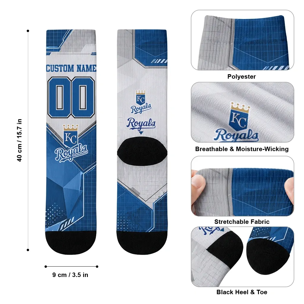 Kansas City Royals Socks Custom Geometric Tech Royal Blue High Quality Kansas City Royals Socks Custom Geometric Tech Royal Blue High Quality