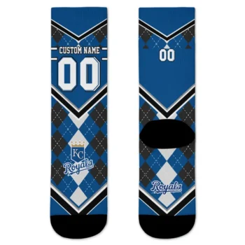 Kansas City Royals Socks Customized Argyle Pattern Royal Blue Best Selling
