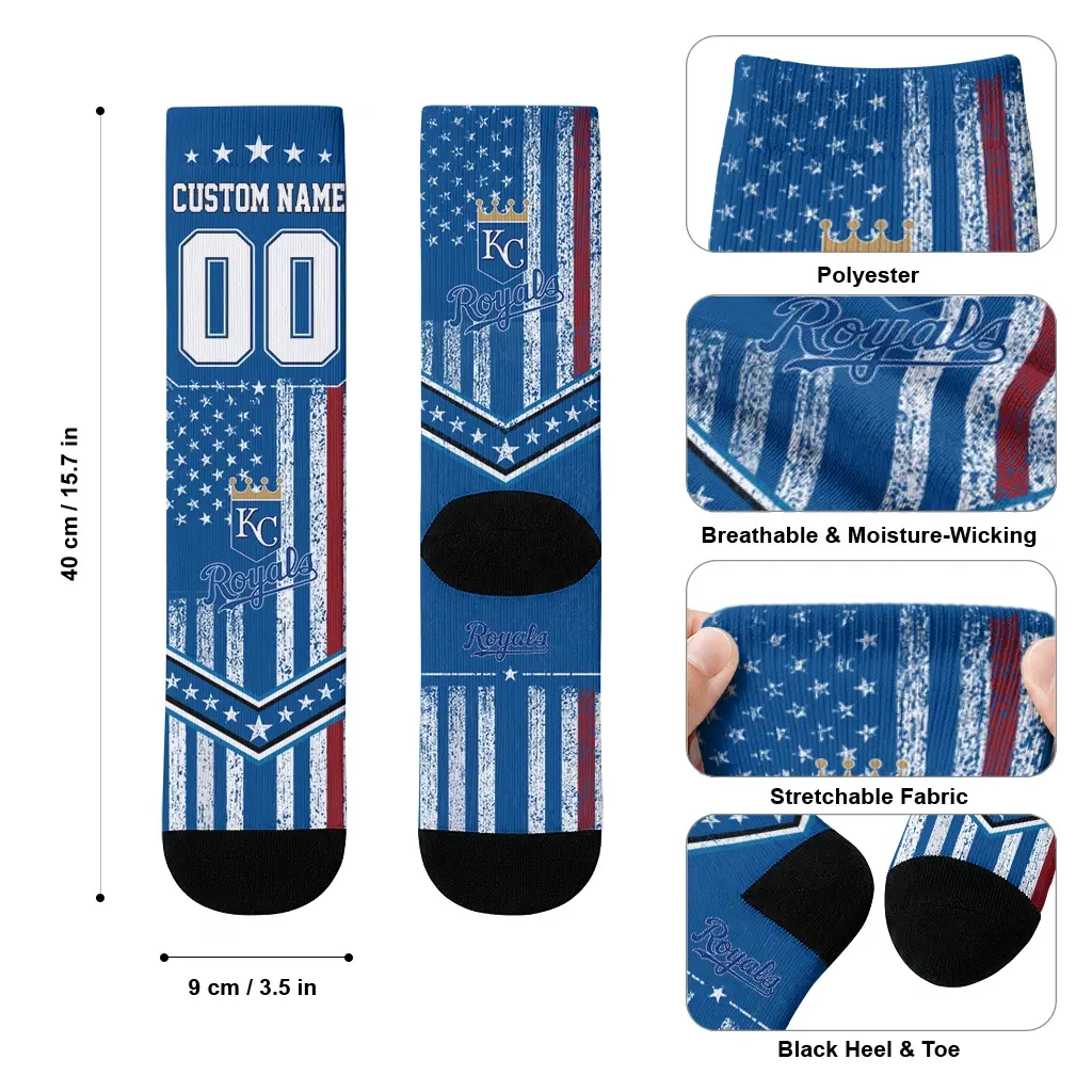 Kansas City Royals Socks Customized Star Stripes Royal Blue White High Quality Kansas City Royals Socks Customized Star Stripes Royal Blue White High Quality