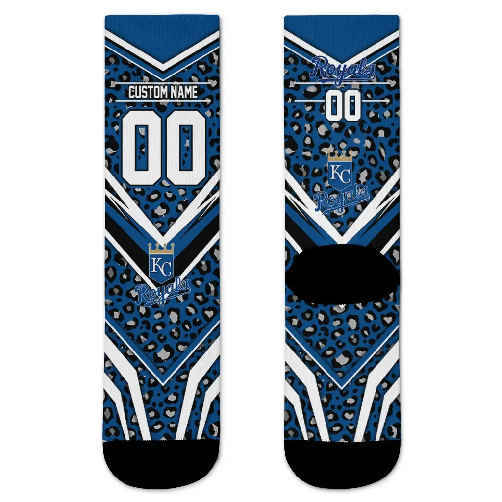 Kansas City Royals Socks Personalized Leopard Print Royal Blue Black Best Selling Kansas City Royals Socks Personalized Leopard Print Royal Blue Black Best Selling