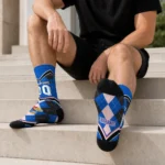 Kansas Jayhawks Socks Custom Argyle Pattern Blue Best Selling