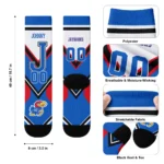 Kansas Jayhawks Socks Custom Arrow Blocks Blue Best Selling