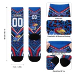 Kansas Jayhawks Socks Custom Leopard Print Blue Black Best Selling
