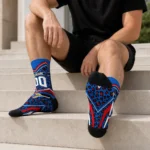 Kansas Jayhawks Socks Custom Leopard Print Blue Black Best Selling