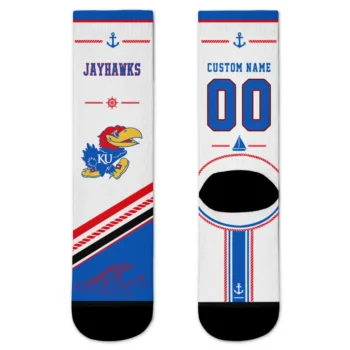 Kansas Jayhawks Socks Custom Nautical Icons Blue White Best Selling
