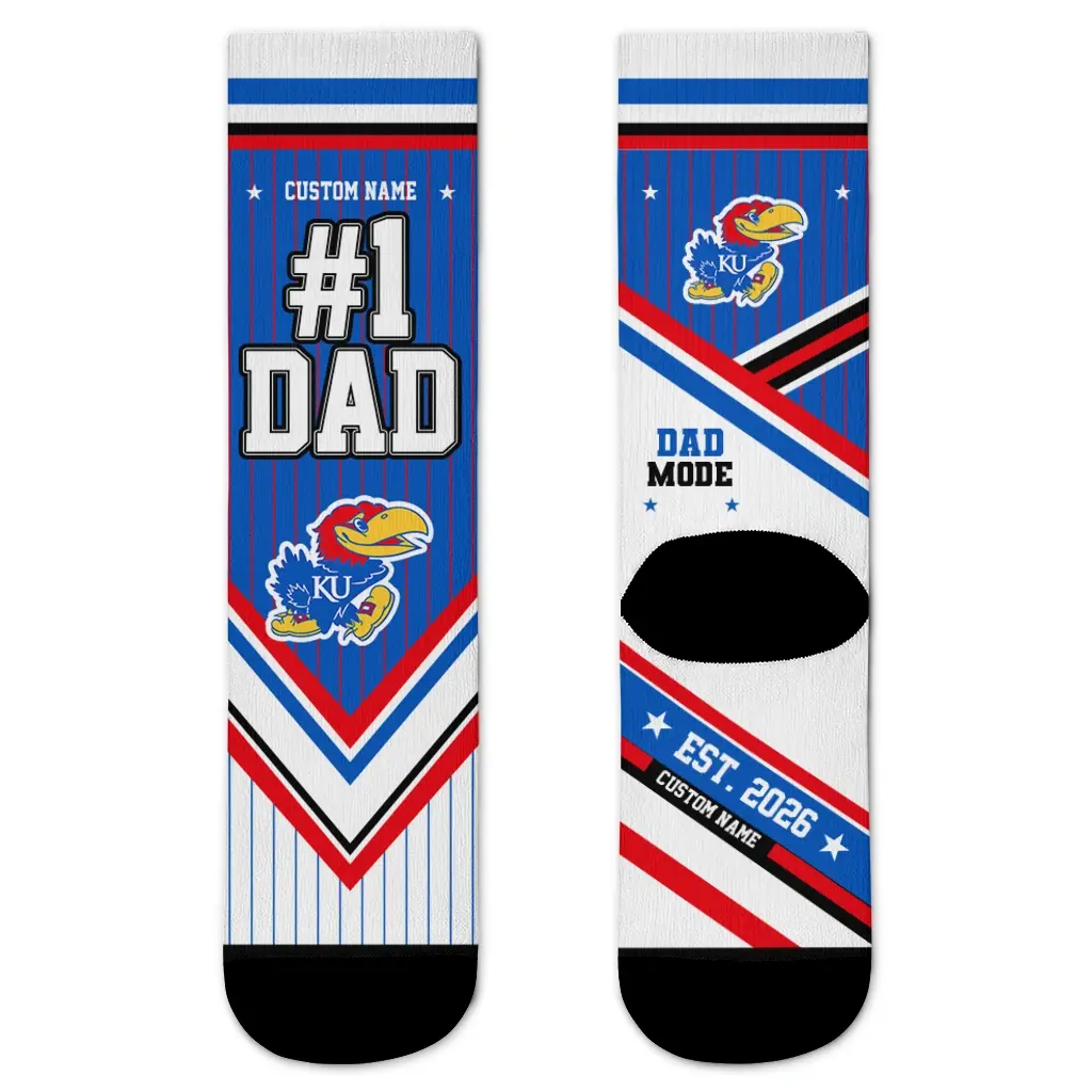 Kansas Jayhawks Socks Custom Pinstripe Chevron Blue White Best Selling Kansas Jayhawks Socks Custom Pinstripe Chevron Blue White Best Selling