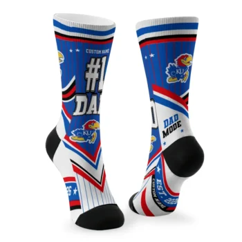 Kansas Jayhawks Socks Custom Pinstripe Chevron Blue White Fashion Forward