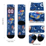Kansas Jayhawks Socks Custom Scattered Icons Blue Best Selling