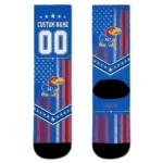 Kansas Jayhawks Socks Custom Star Stripes Blue White Best Selling