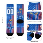 Kansas Jayhawks Socks Custom Star Stripes Blue White Best Selling