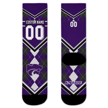 Kansas State Wildcats Socks Personalized Argyle Pattern Purple Best Selling