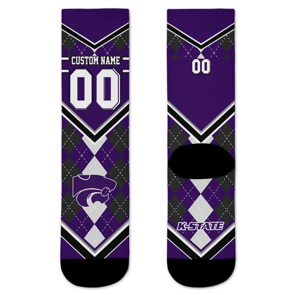 Kansas State Wildcats Socks Personalized Argyle Pattern Purple Best Selling Kansas State Wildcats Socks Personalized Argyle Pattern Purple Best Selling