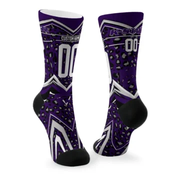 Kansas State Wildcats Socks Personalized Leopard Print Purple Black Fashion Forward
