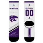 Kansas State Wildcats Socks Personalized Nautical Icons Purple White Best Selling