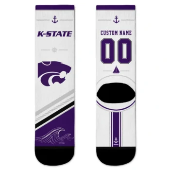 Kansas State Wildcats Socks Personalized Nautical Icons Purple White Best Selling