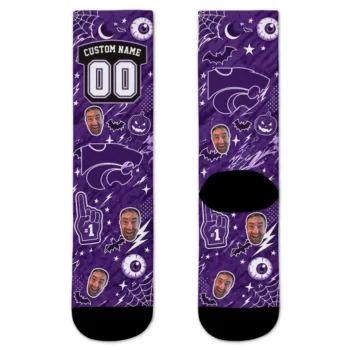 Kansas State Wildcats Socks Personalized Scattered Icons Purple Best Selling