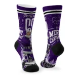 Kansas State Wildcats Socks Personalized Snowy Scene Purple White Best Selling