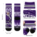Kansas State Wildcats Socks Personalized Snowy Scene Purple White Best Selling