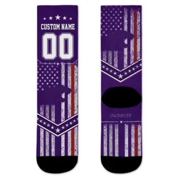 Kansas State Wildcats Socks Personalized Star Stripes Purple White Best Selling