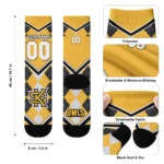 Kennesaw State Owls Socks Personalized Argyle Pattern Gold Best Selling