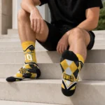 Kennesaw State Owls Socks Personalized Argyle Pattern Gold Best Selling