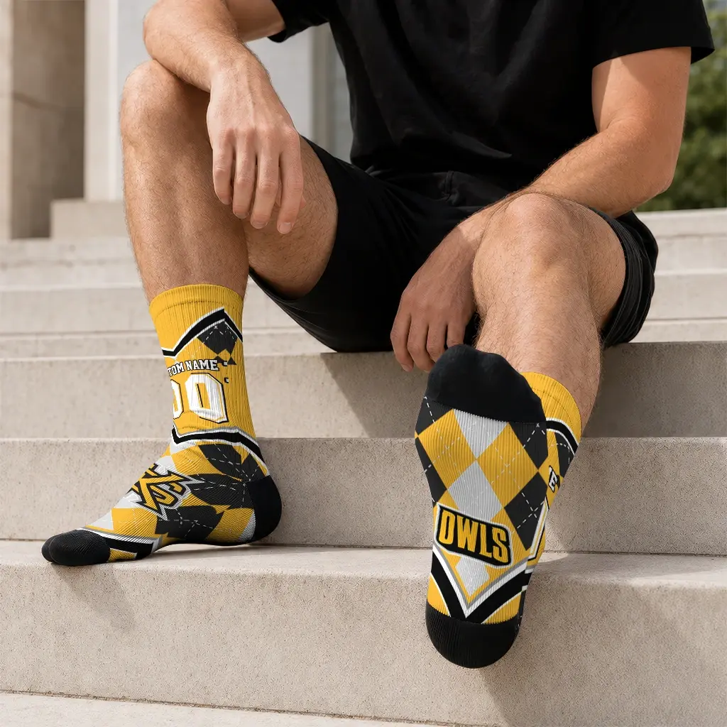 Kennesaw State Owls Socks Personalized Argyle Pattern Gold Latest Model Kennesaw State Owls Socks Personalized Argyle Pattern Gold Latest Model