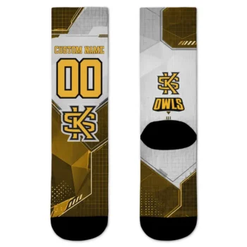Kennesaw State Owls Socks Personalized Geometric Tech Gold Best Selling
