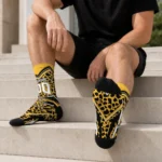 Kennesaw State Owls Socks Personalized Leopard Print Gold Black Best Selling