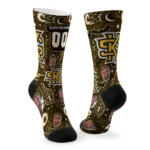 Kennesaw State Owls Socks Personalized Scattered Icons Gold Best Selling
