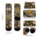 Kennesaw State Owls Socks Personalized Scattered Icons Gold Best Selling