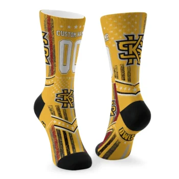 Kennesaw State Owls Socks Personalized Star Stripes Gold White Fashion Forward
