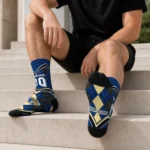 Kent State Golden Flashes Socks Customized Argyle Pattern Navy Blue Best Selling