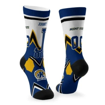 Kent State Golden Flashes Socks Customized Arrow Blocks Navy Blue Fashion Forward