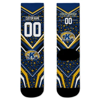 Kent State Golden Flashes Socks Customized Leopard Print Navy Blue Black Best Selling