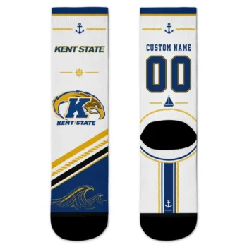 Kent State Golden Flashes Socks Customized Nautical Icons Navy Blue White Best Selling