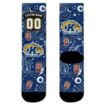 Kent State Golden Flashes Socks Customized Scattered Icons Navy Blue Best Selling