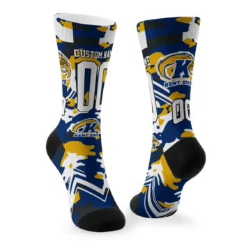 Kent State Golden Flashes Socks Customized Woodland Camo Navy Blue Fashion Forward