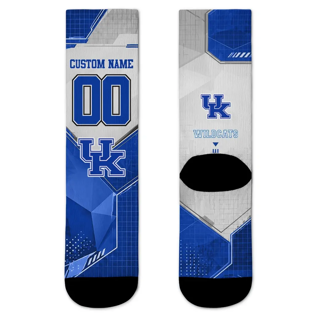 Kentucky Wildcats Socks Customized Geometric Tech Blue Best Selling Kentucky Wildcats Socks Customized Geometric Tech Blue Best Selling